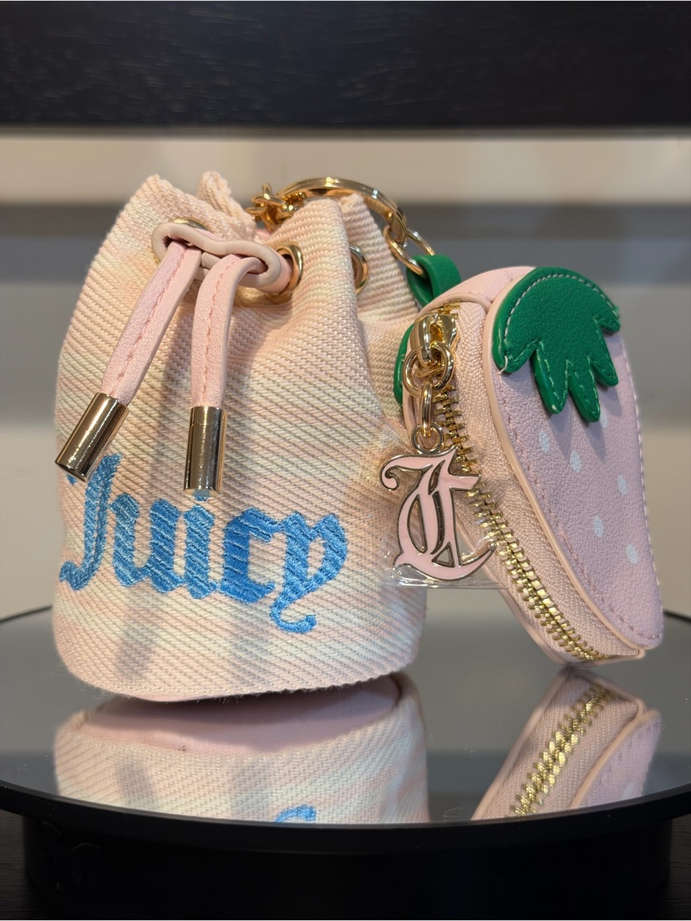 Juicy Couture Mini Bucket Bag & Strawberry Keychain Bag Charm - Picture 3 of 11